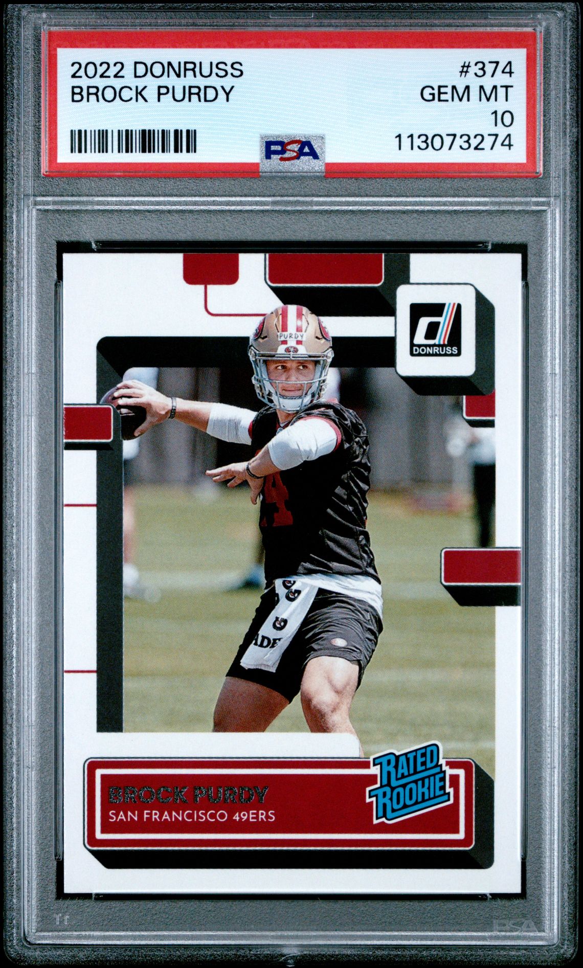 2022 Panini Donruss Brock Purdy #374 Gem Mt 10 front