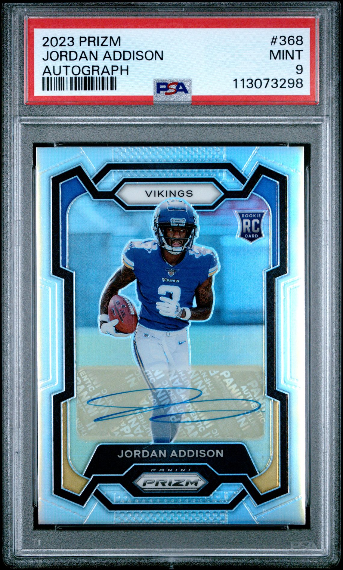 2023 Panini Prizm Jordan Addison #368 (Autograph) Mint 9 front