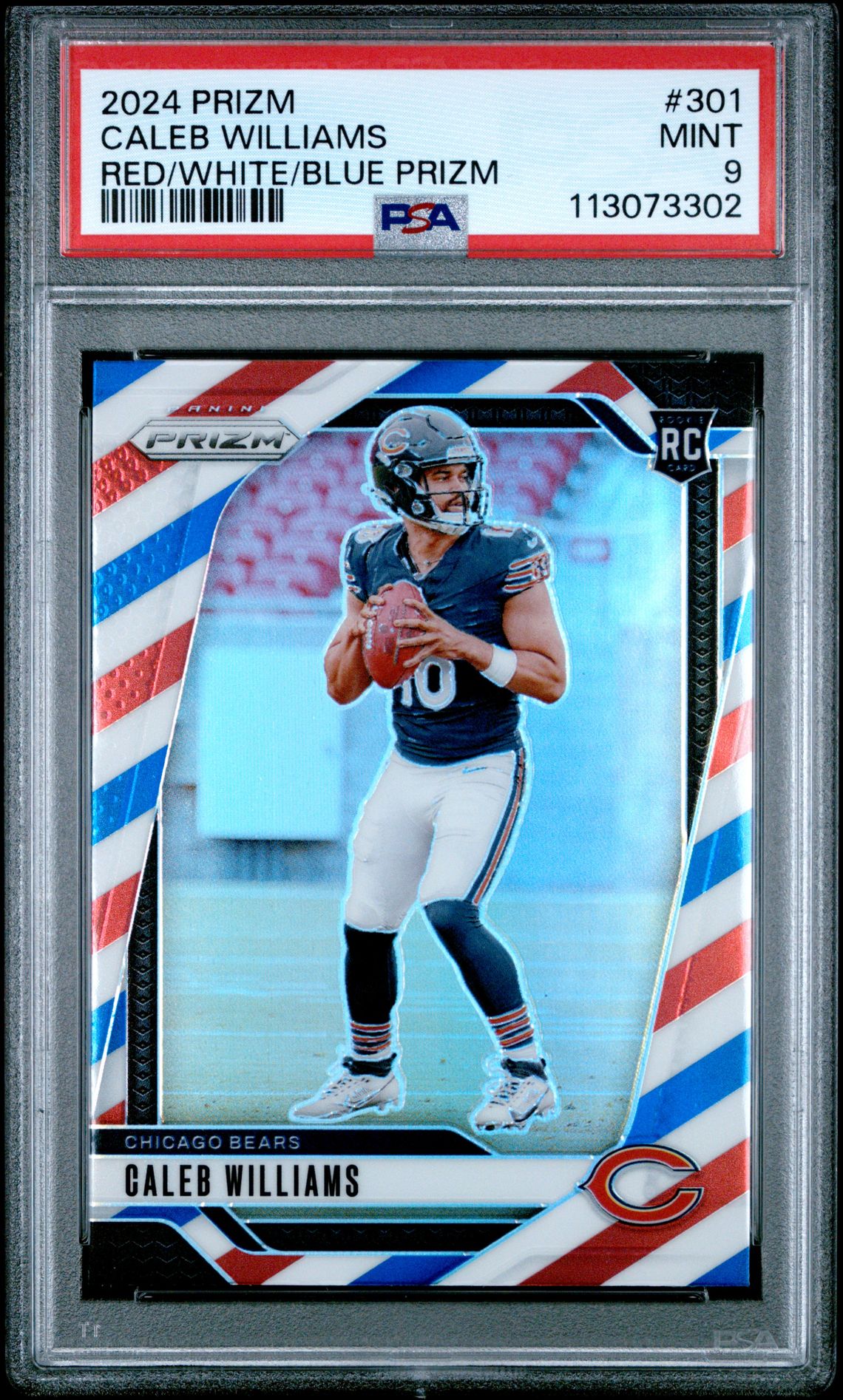 2024 Panini Prizm Caleb Williams #301 (Red/White/Blue Prizm) Mint 9 front