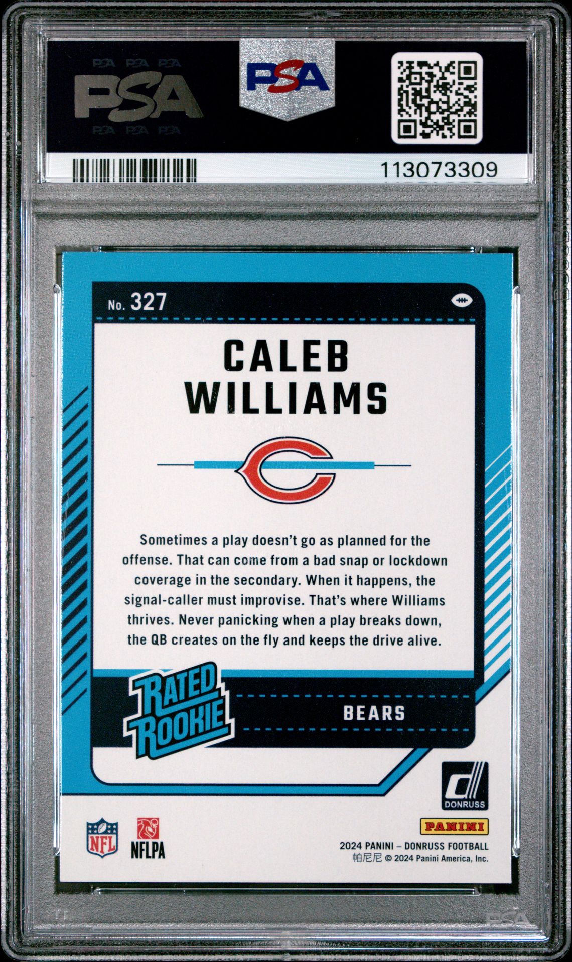 2024 Panini Donruss Caleb Williams #327 Gem Mt 10 back