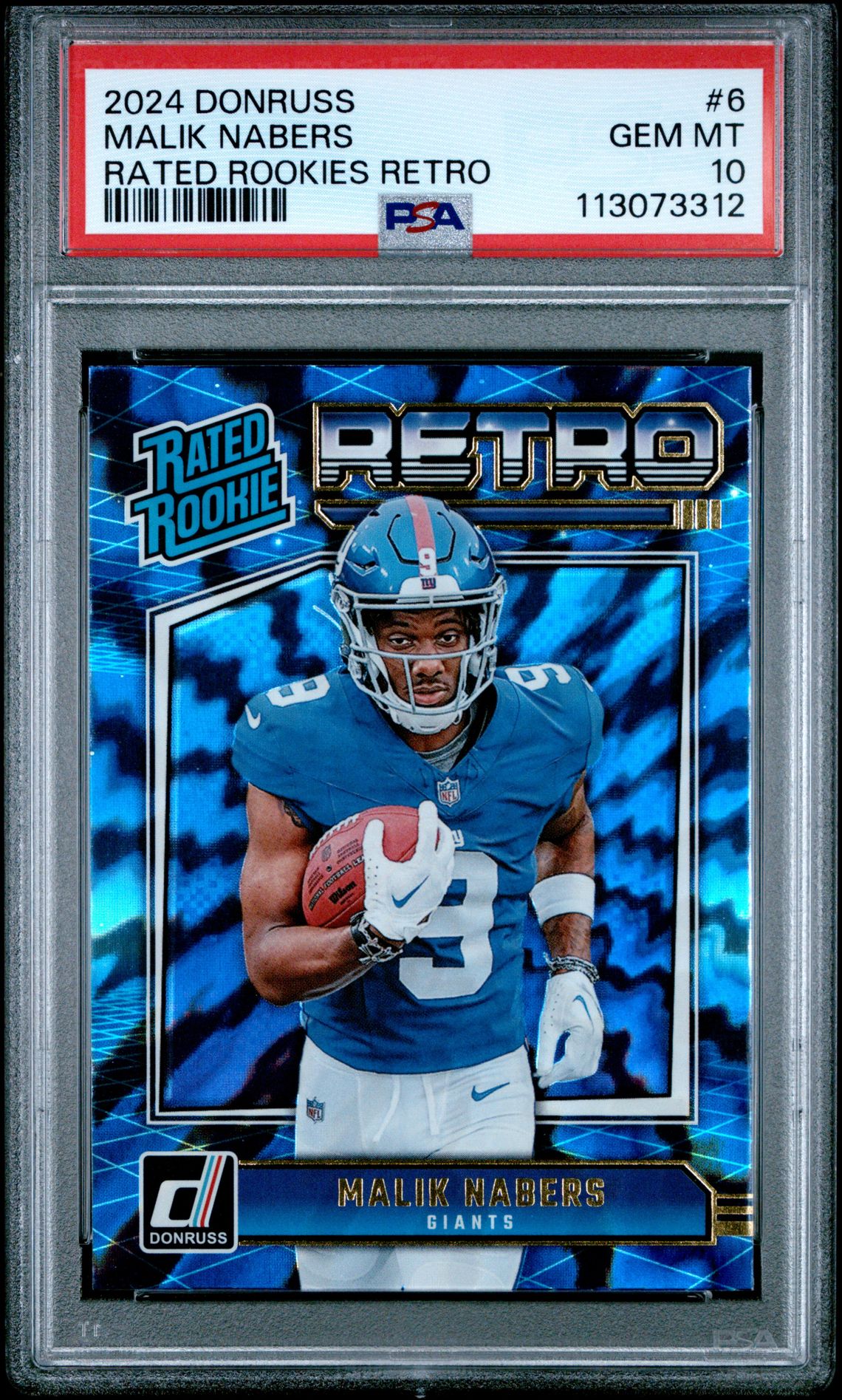 2024 Panini Donruss Rated Rookies Retro Malik Nabers #6 Gem Mt 10 front