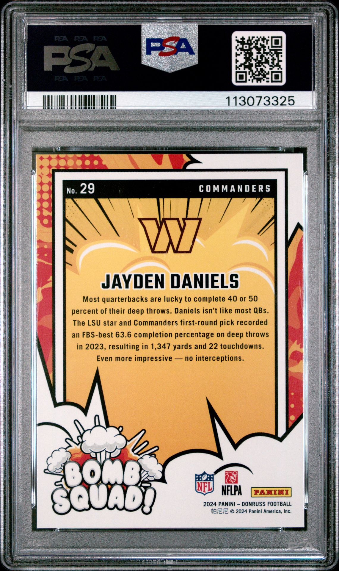 2024 Panini Donruss Bomb Squad Jayden Daniels #29 Mint 9 back