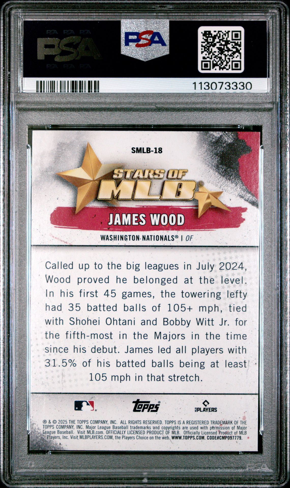 2025 Topps Stars Of Mlb James Wood #Smlb18 Mint 9 back