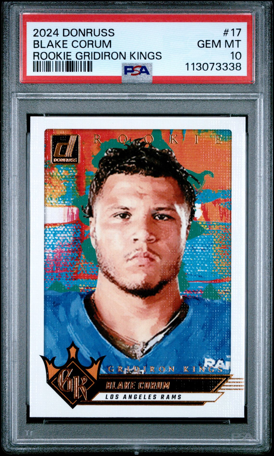 2024 Panini Donruss Rookie Gridiron Kings Blake Corum #17 Gem Mt 10 front