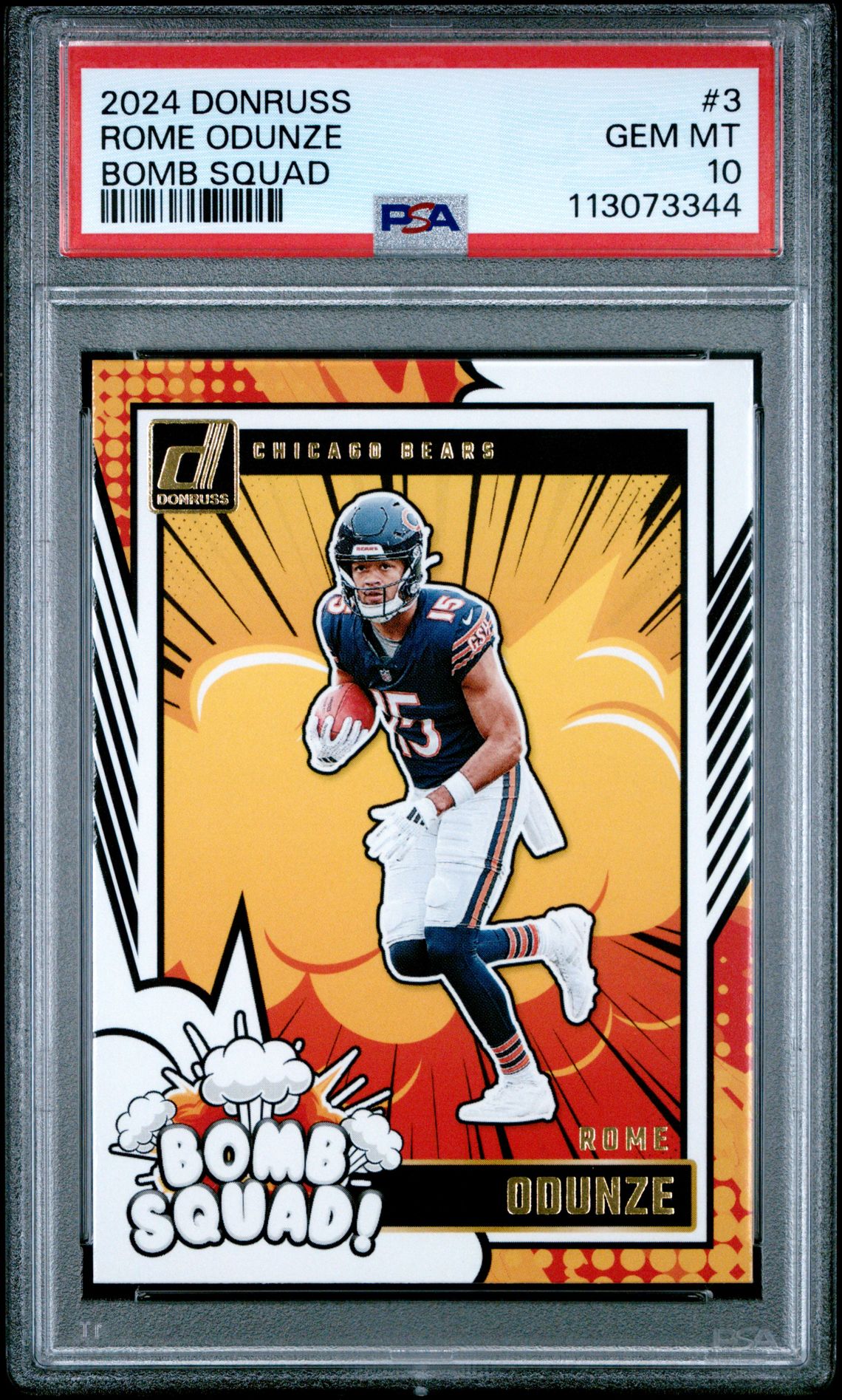 2024 Panini Donruss Bomb Squad Rome Odunze #3 Gem Mt 10 front