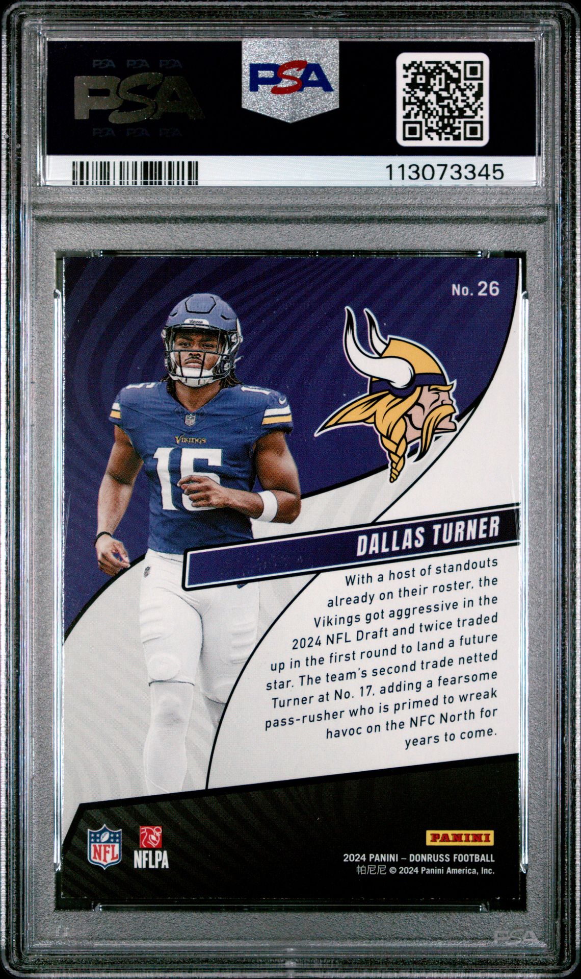 2024 Panini Donruss Rookie Revolution Dallas Turner #26 Mint 9 back