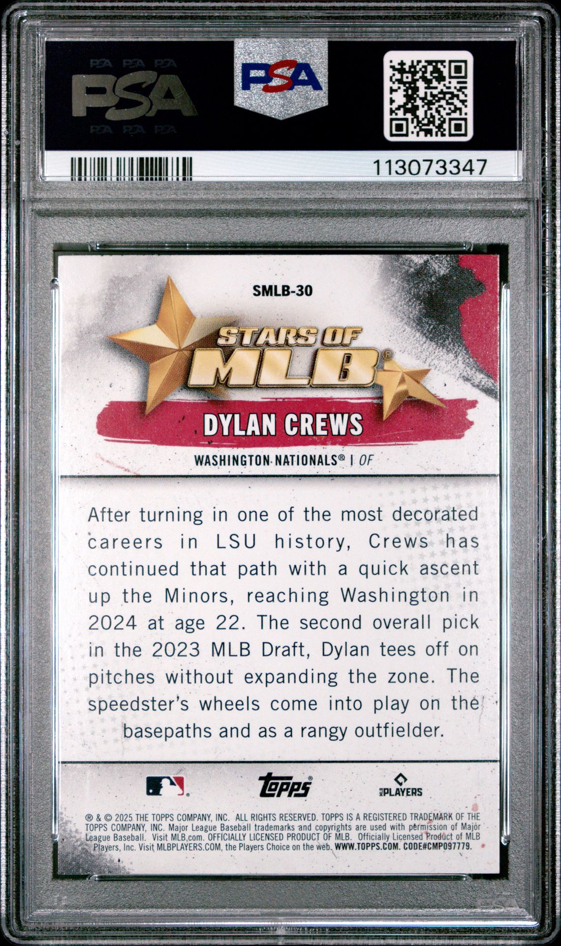 2025 Topps Stars Of Mlb Dylan Crews #Smlb30 Mint 9 back