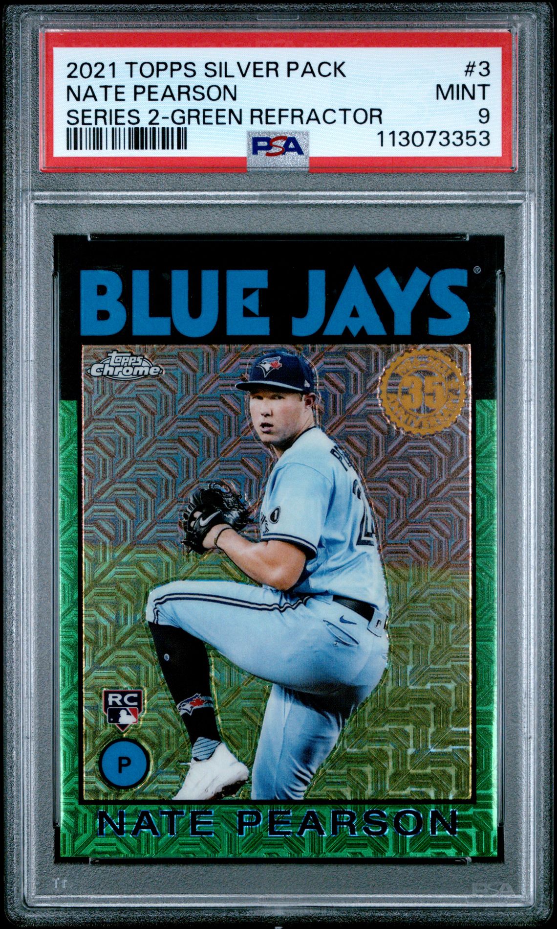 2021 Topps Silver Pack 1986 Chrome Promo Nate Pearson #3 (Series 2-Green Refractor) Mint 9 front