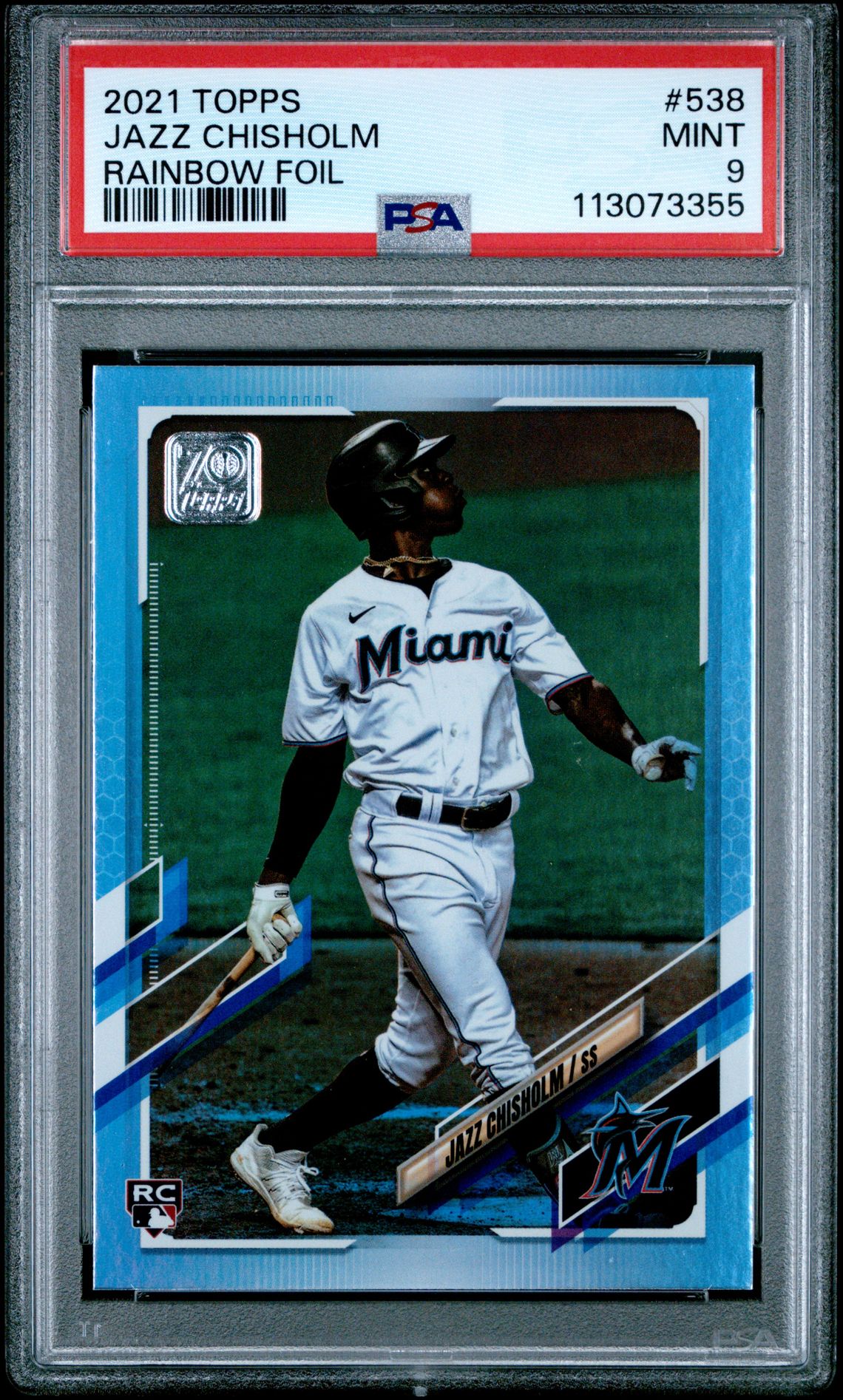 2021 Topps Jazz Chisholm #538 (Rainbow Foil) Mint 9 front