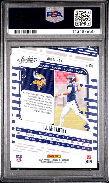 2024 Panini Absolute Jj Mccarthy #110 Mint 9 back
