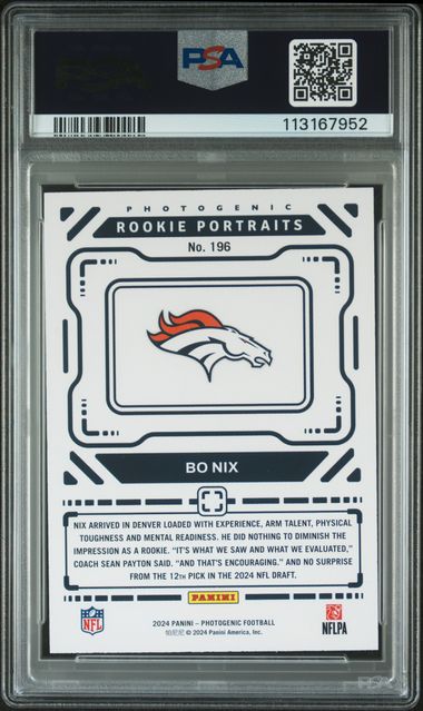 2024 Panini Photogenic Bo Nix #196 Mint 9 back