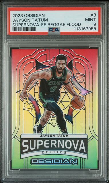 2023 Panini Obsidian Supernova Jayson Tatum #3 (Supernova-Ee Reggae Flood) Mint 9 front