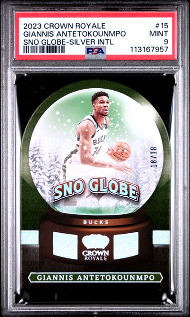 2023 Panini Crown Royale Sno Globe Giannis Antetokounmpo #15 (Sno Globe-Silver Intl) Mint 9 front