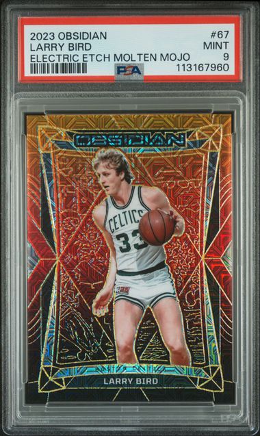 2023 Panini Obsidian Larry Bird #67 (Electric Etch Molten Mojo) Mint 9 front