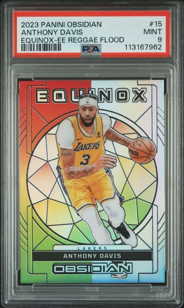 2023 Panini Obsidian Equinox Anthony Davis #15 (Equinox-Ee Reggae Flood) Mint 9 front