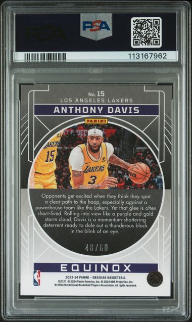 2023 Panini Obsidian Equinox Anthony Davis #15 (Equinox-Ee Reggae Flood) Mint 9 back