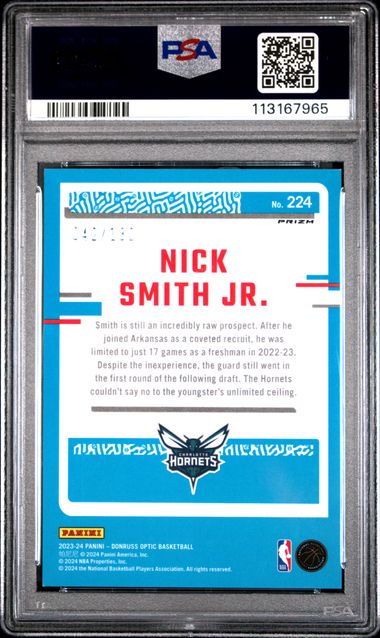 2023 Panini Donruss Optic Nick Smith Jr. #224 (Red Seismic) Mint 9 back