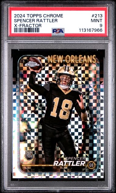 2024 Topps Chrome Spencer Rattler #213 (X-Fractor) Mint 9 front