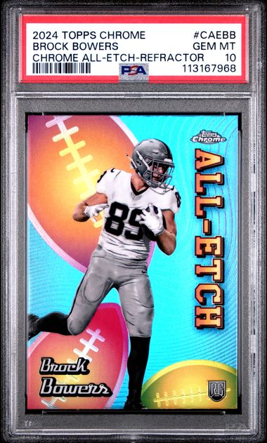 2024 Topps Chrome Chrome All-Etch Brock Bowers #Caebb (Chrome All-Etch-Refractor) Gem Mt 10 front