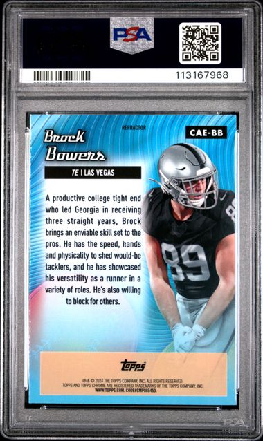 2024 Topps Chrome Chrome All-Etch Brock Bowers #Caebb (Chrome All-Etch-Refractor) Gem Mt 10 back