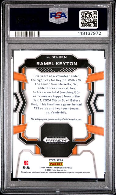 2024 Panini Prizm Draft Picks Signing Day Ramel Keyton #Sdrkn (Signing Day-Hyper Prizm) Nm 7 back