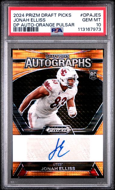 2024 Panini Prizm Draft Picks Draft Picks Autographs Jonah Elliss #Dpajes (Dp Auto-Orange Pulsar) Gem Mt 10 front