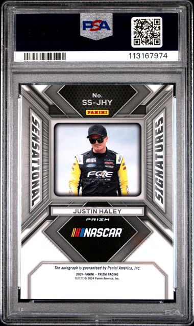 2024 Panini Prizm Nascar Sensational Signatures Justin Haley #Ssjhy Gem Mt 10 back