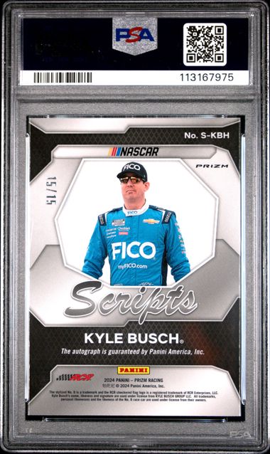 2024 Panini Prizm Nascar Scripts Kyle Busch #Skbh (Scripts-Blue Prizm) Gem Mt 10 back