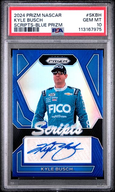 2024 Panini Prizm Nascar Scripts Kyle Busch #Skbh (Scripts-Blue Prizm) Gem Mt 10 front