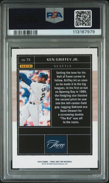 2024 Panini Three And Two Ken Griffey Jr. #73 (Holo Blue) Gem Mt 10 back