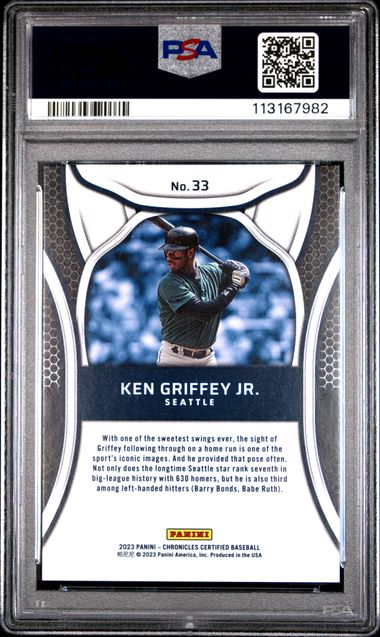 2023 Panini Chronicles Certified Ken Griffey Jr. #33 (Certified-Holo Gold) Gem Mt 10 back