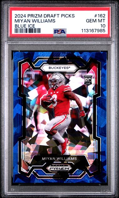 2024 Panini Prizm Draft Picks Miyan Williams #162 (Blue Ice) Gem Mt 10 front