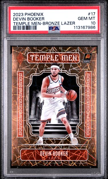 2023 Panini Phoenix Temple Men Devin Booker #17 (Temple Men-Bronze Lazer) Gem Mt 10 front