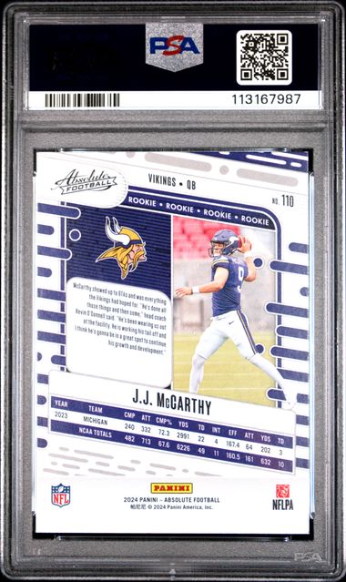 2024 Panini Absolute Jj Mccarthy #110 Mint 9 back