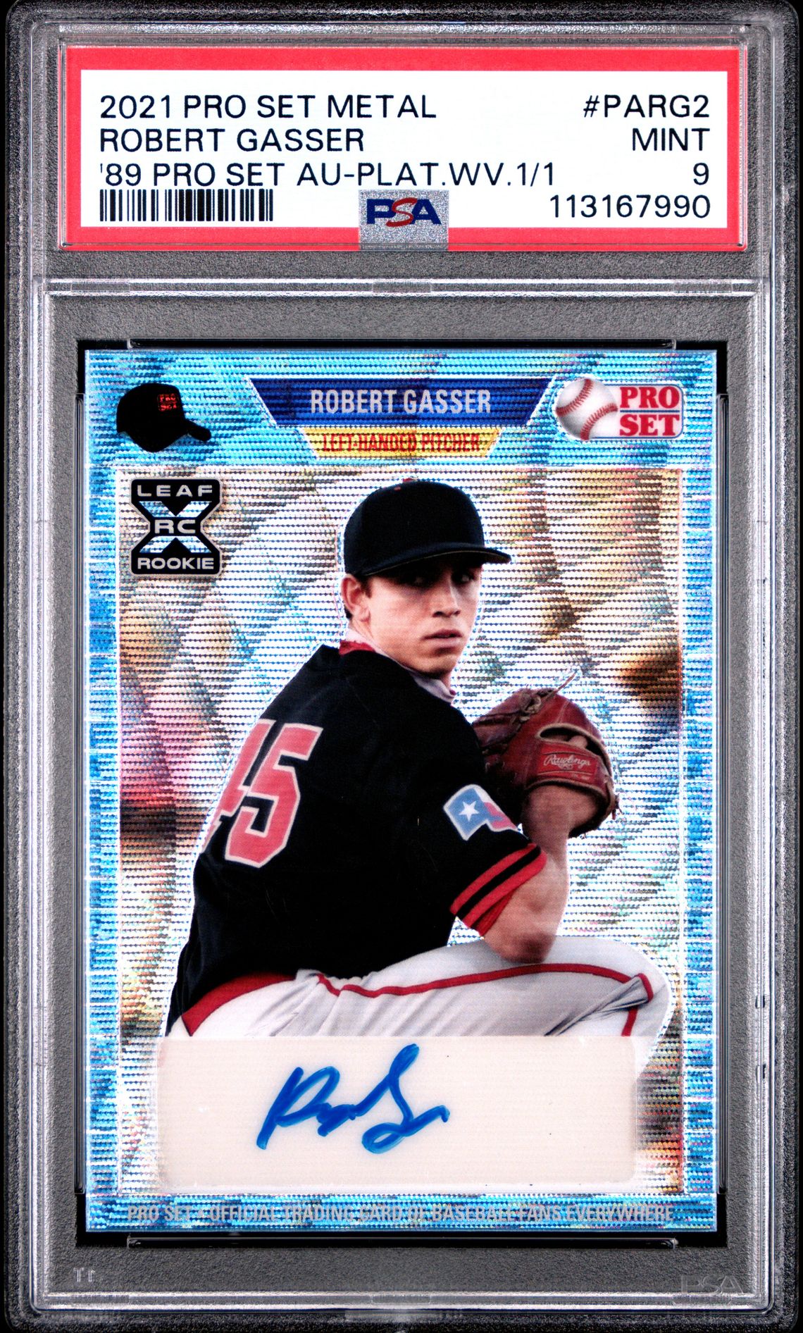 2021 Leaf Pro Set Metal 1989 Pro Set Autographs Robert Gasser #Parg2 ('89 Pro Set Au-Plat.wv.1/1) Mint 9 front