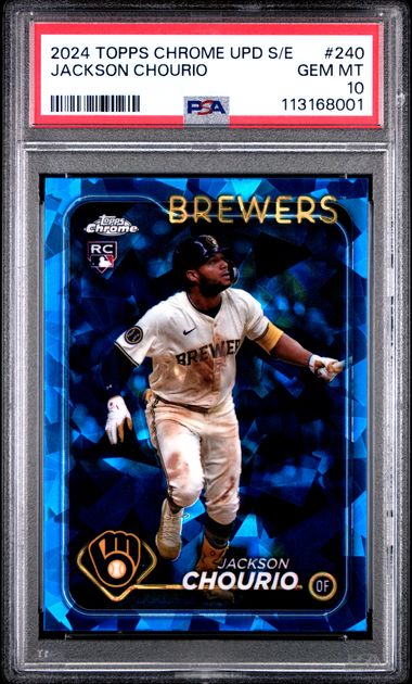 2024 Topps Chrome Sapphire Update Series Jackson Chourio #240 Gem Mt 10 front