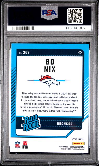 2024 Panini Donruss Bo Nix #369 (Optic Preview-Red Wave) Gem Mt 10 back