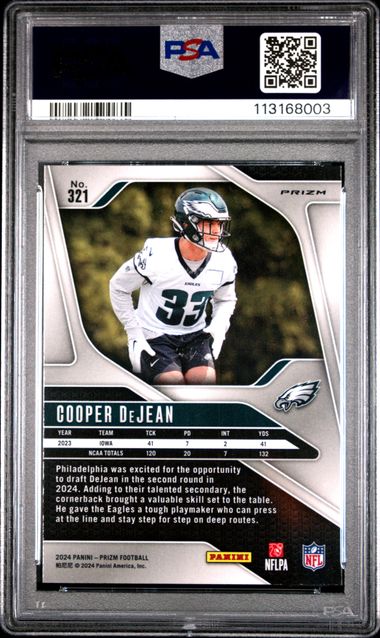 2024 Panini Prizm Cooper Dejean #321 (Silver Prizm) Mint 9 back