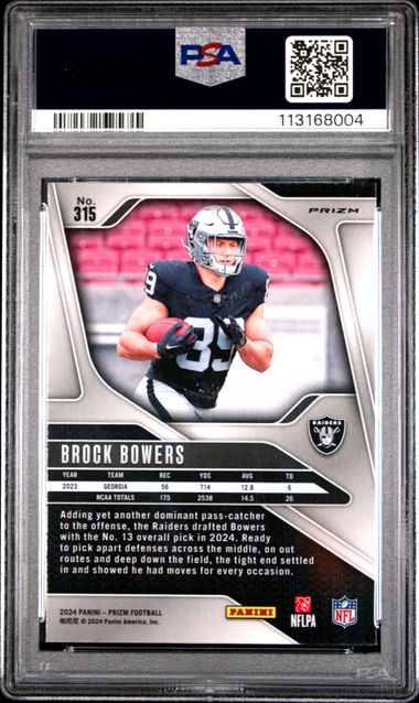 2024 Panini Prizm Brock Bowers #315 (Silver Prizm) Mint 9 back