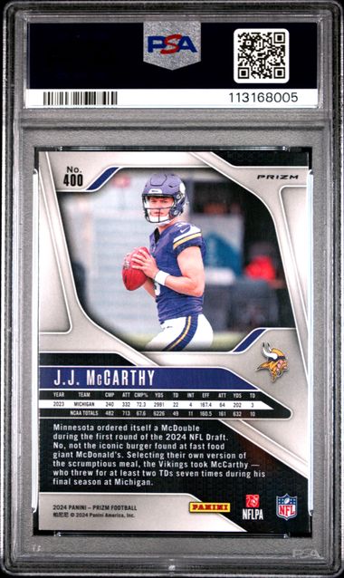 2024 Panini Prizm Jj Mccarthy #400 (Red/White/Blue Prizm) Mint 9 back