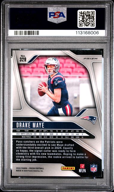 2024 Panini Prizm Drake Maye #329 (Silver Prizm) Mint 9 back