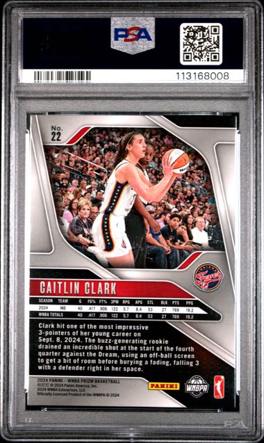 2024 Panini Prizm Wnba Caitlin Clark #22 Mint 9 back