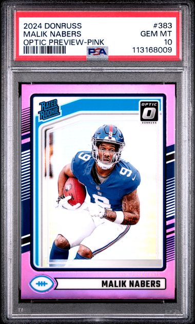 2024 Panini Donruss Malik Nabers #383 (Optic Preview-Pink) Gem Mt 10 front