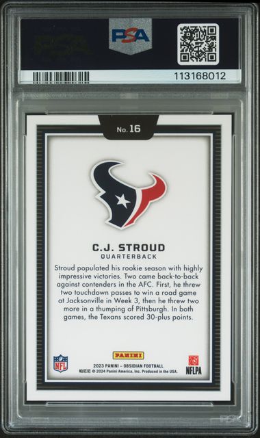 2023 Panini Obsidian Black Color Blast Cj Stroud #16 Mint 9 back