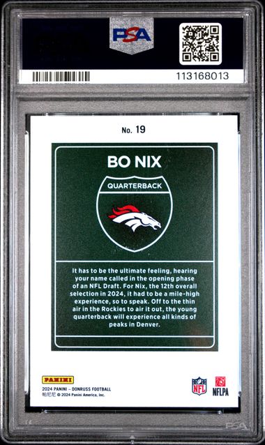 2024 Panini Donruss Downtown! Bo Nix #19 Mint 9 back