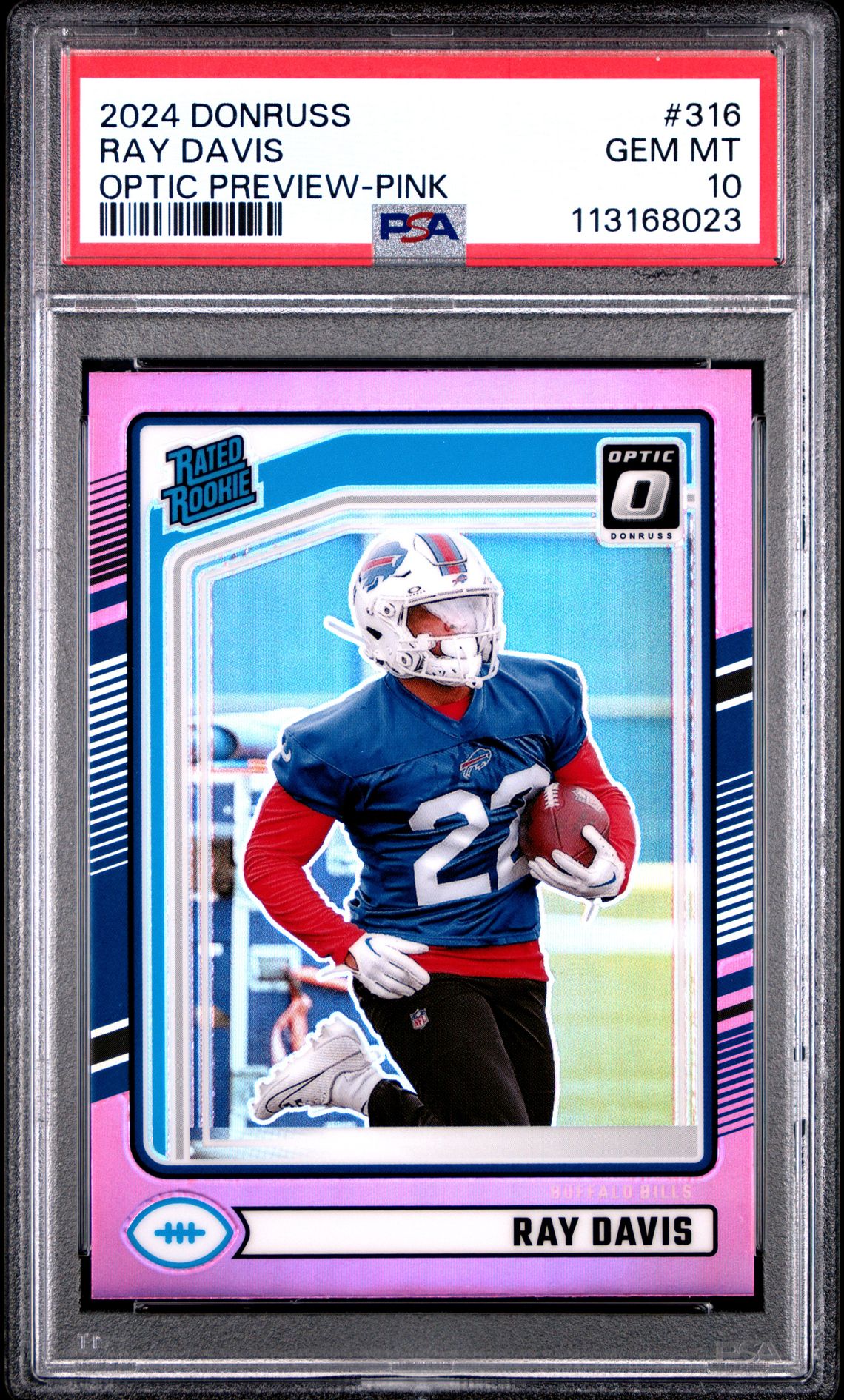 2024 Panini Donruss Ray Davis #316 (Optic Preview-Pink) Gem Mt 10 front