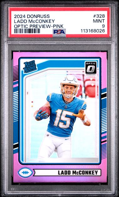2024 Panini Donruss Ladd Mcconkey #328 (Optic Preview-Pink) Mint 9 front