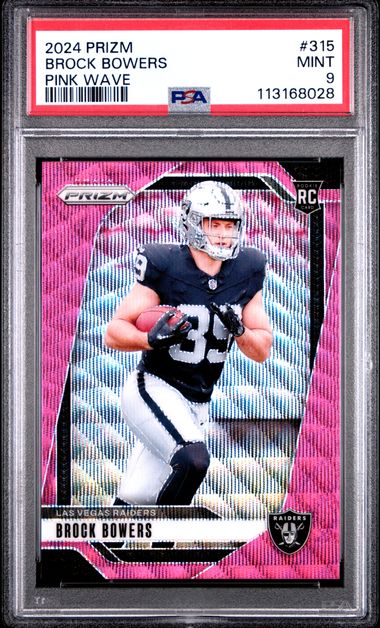 2024 Panini Prizm Brock Bowers #315 (Pink Wave) Mint 9 front