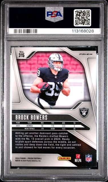 2024 Panini Prizm Brock Bowers #315 (Pink Wave) Mint 9 back