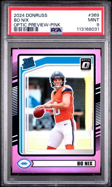 2024 Panini Donruss Bo Nix #369 (Optic Preview-Pink) Mint 9 front